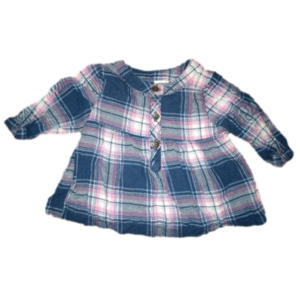 Carter's Sz. 3 Months Infant Girls Dress 100% Cotton Pink Blue Plaid